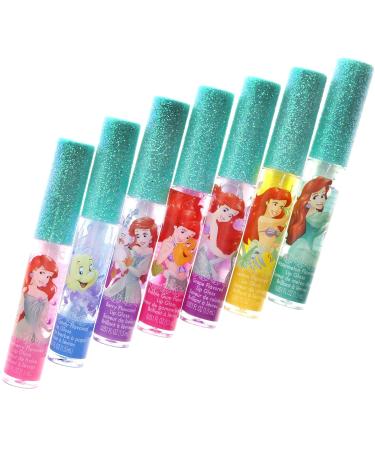 Disney Ariel Kids Washable Lip Gloss Party Favors - Set of 7 Flavors: Cotton Candy, Strawberry, Berry, Bubble Gum, Grape, Lemon, Watermelon - Buy Online on GoSupps.com