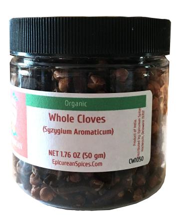 Epicurean Spices Organic Cloves, Whole (1.76 oz (50 gm)) 1.76 Ounce (Pack of 1)