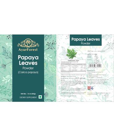 AYURFOREST Papaya Leaf Powder Dried Leaves Carica Papaya Herbal Supplement 16 Ounce | 454 gram - Buy Online on GoSupps.com