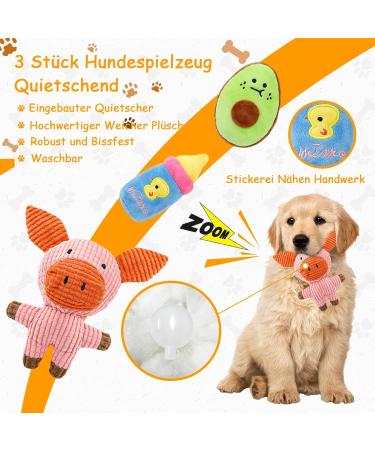 Rio Direct Plush Dog Toys for Small Dogs - 8 Squeaky Cotton Puppy Toys Washable & Non-Toxic Cute Pig Design - Buy Online on GoSupps.com