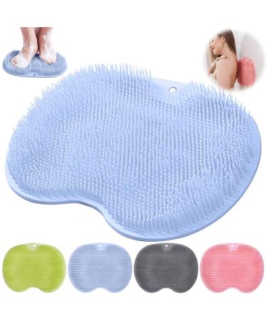 Mecctuck foot Massage device back scrubber for shower non -slip silicone massage pad massage device for feet back scratch footwashing mat for shower back brush with suction cup for soothing blue