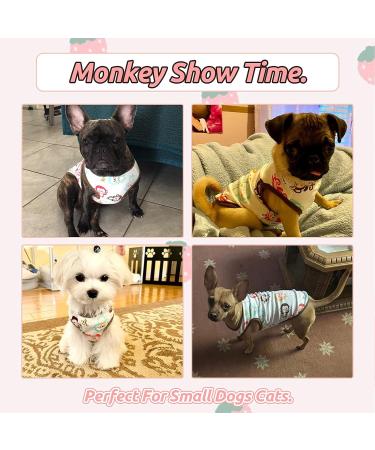 Small Dog Shirts 3 Pack - Cute Print Pet Tee for Small Dogs - Sleeveless Cotton Vest - XL Size - Spring/Summer Outfits - Chihuahua, Yorkie, Shih Tzu, Pomeranian - Strawberry, Monkey, Donut - Petcare Essentials - Buy Online on GoSupps.com