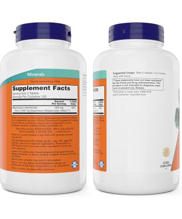 Now Foods Magnesium Glycinate 240 Tablets - Supports Healthy Muscle and Nerve Functions - Non-GMO - Buy Online on GoSupps.com