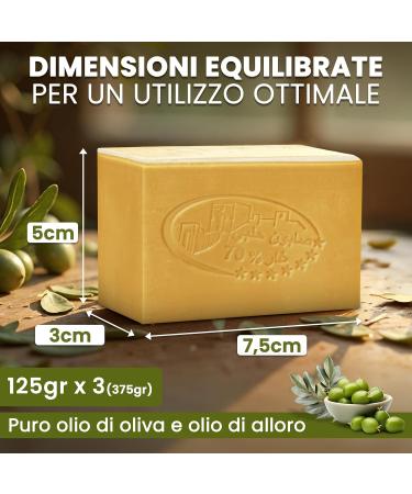  BIO JALAL Original Aleppo soap with 70% laurel oil and 30% olive oil. 3 Aleppo soaps 125g each. Hand soap for face hands body and hair. Handmade in Turkey using a traditional recipe. - Buy Online on GoSupps.com