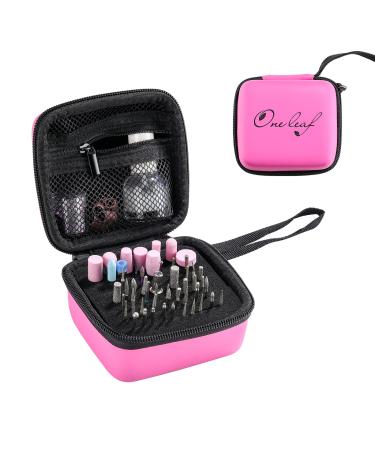 Oneleaf Nail Drill Bits Holder, Kit Organizer Storage Case Displayer Container, Waterproof Portable Organizer Bag, Efile Nail Bits Professional Nail File Bits Manicure Tools-Only Case ROSE
