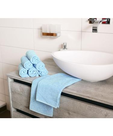 Zollner 10 Set Guest Towels - Soft & Strong Hotel Quality Light Blue 30x50 cm Washable Up to 60 C With Practical Hanger - Buy Online on GoSupps.com