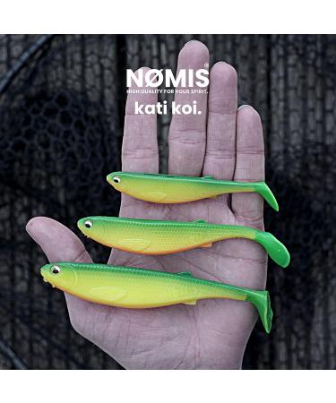 N mis Premium Rubber Fish Set | 5-Piece Fishing Bait for Pike Zander & Sea | Durably Designed Yellow/Green Kathi Koi Baits - Buy Online on GoSupps.com