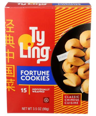 Ty Ling Fortune Cookies, 3.5 Ounce Box, 180 Total Individually Wrapped Cookies (12 Packs of 15 Cookies Each)