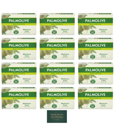 Treseida Palmolive Naturals Olive Milk Moisturizing Soap Bars Vegan Soap Natural Origin Biodegradable Body Hand & Face Soap with Thank You Card (12 Pack) Treseida