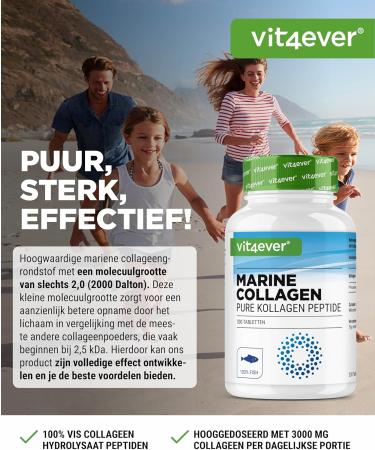 VitamineVersand 24 Marine Collagen 300 Tablets 3000 mg per daily serving Premium 100 Fish Collagen Hydrolyzate Peptide Type 1 Fish Collagen High Dose - Buy Online on GoSupps.com