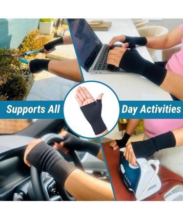360 RELIEF Wrist and Thumb Support for Arthritis and Joint Pain - 1 Pair Medium Black with Mesh Laundry Bag - Buy Online on GoSupps.com