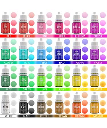 24 Vivid Colors Food Coloring Set for Baking & Cake Decorating - Liquid Tasteless Dye for Fondant, Cookies, Macarons & DIY Crafts - 0.25 fl. oz. Bottles - Buy Online on GoSupps.com