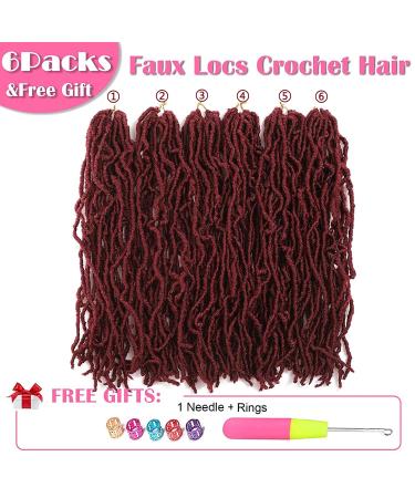 Soft Locs 24 Inch Crochet Hair 6 Packs Burgundy Color Faux Locs Crochet Hair - Pre Looped Synthetic Hair for Black Women (Pack of 6) - 24 Inch BUG - Buy Online on GoSupps.com