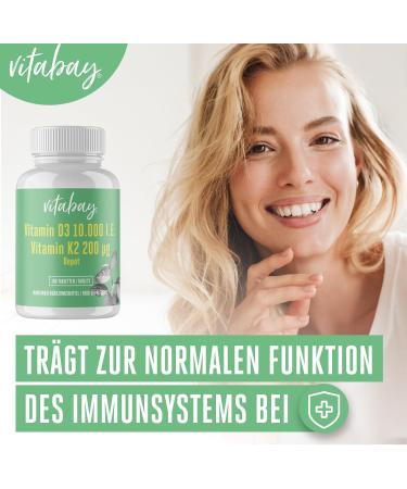 Vitabay Vitamin D3 10000 I.E. + K2 200 MCG Depot | Premium Quality Highly Dosed Vegan 180 Tablets | Laboratory Tested for Maximum Bioavailability - Buy Online on GoSupps.com