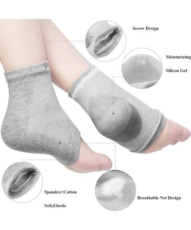 Aokbean Heel Socks - 2 Pairs Moisturizing Gel Socks for Dry Cracked Skin | Open Tip Silicone Foot Care for Men & Women (Black + Gray) - Buy Online on GoSupps.com