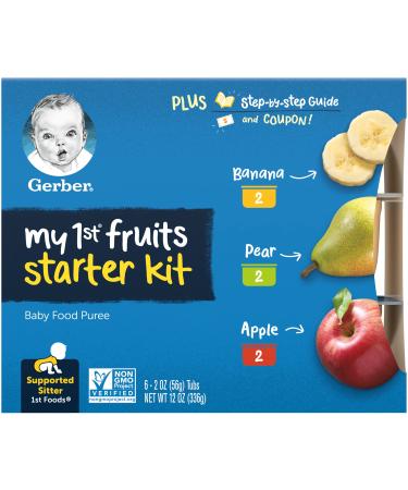 Gerber Purees My 1st Fruits Starter Kit 2 Ounce Tubs Box of 6 (Pack of 2)