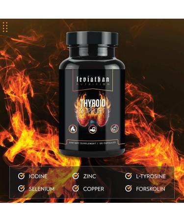 Leviathan Thyroid Support | Energy & Thyroid Health & Iodine Supplement Selenium Zinc Manganese Copper L Tyrosine Guggul Support for Women & Men - Buy Online on GoSupps.com
