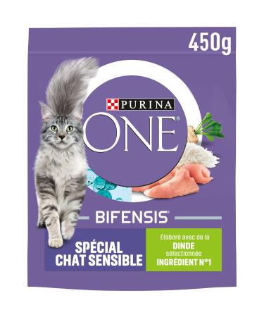 PURINA ONE Bifensis Sensitive Cat Food with Turkey for Adult Cats 450 g Bag | Pack of 10