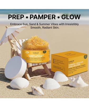 Exfoliating Body Scrub Bikini Area Exfoliator Ingrown Hair Treatment Razor Bumps Treatment for Women Kojic Acid Turmeric &AHA/BHA Smooth Brighten& Even Skin Tone for Bikini Underarm &Inner Thighs - Buy Online on GoSupps.com