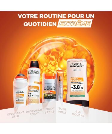 L'Or al Men Expert - Anti-Odor Roll-On Deodorant for Men - 72h Effectiveness - Alcohol-Free - Hydra Energetic Extreme Sport - 50 ml - Buy Online on GoSupps.com