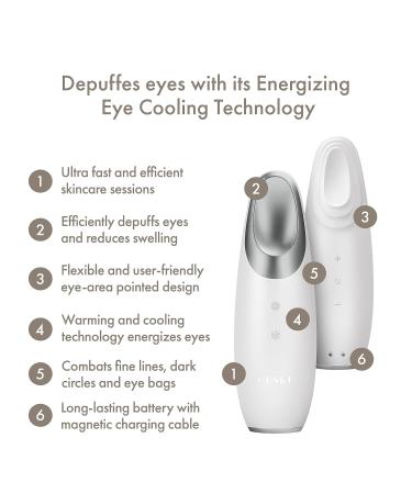 Geske SmartAppGuided Warm & Cool Eye Energizer | 6-in-1 Eye Massager | Reduce Dark Circles & Eye Bags | Electrical Massage Device | International Shipping Available - Buy Online on GoSupps.com