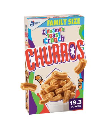 Churros Cinnamon Toast Crunch Breakfast Cereal, Crispy Cinnamon Cereal, 19.3 oz. Family Size Cereal Box 19.3 Ounce (Pack of 1)