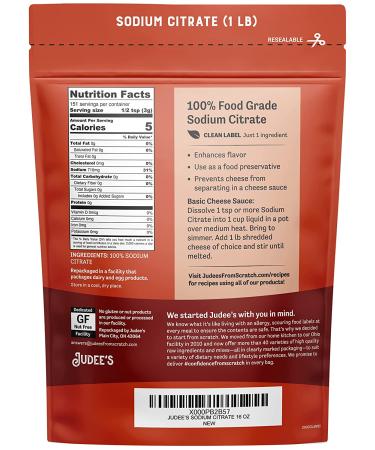 Sodium Citrate 1 lb (16 oz) - Non-GMO, Keto-Friendly, Gluten-Free, Food Grade - Molecular Gastronomy Emulsifier for Cheese Sauce - Buy Online on GoSupps.com