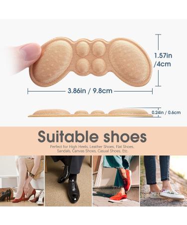 Macood Heel Cushions Pads - 4 Pairs Self-Adhesive Inserts for Men & Women | Prevent Heel Slipping, Blisters & Rubbing | Foot Care Protectors (Black/Beige) - Buy Online on GoSupps.com