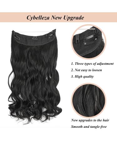 Cybelleza 18inch Long Curly Hair Extension Invisible Secret Wire Crown Hair Extensions Clip in One Piece Wavy Natural Synthetic Hairpiece for Women (Black) 100 g - Buy Online on GoSupps.com