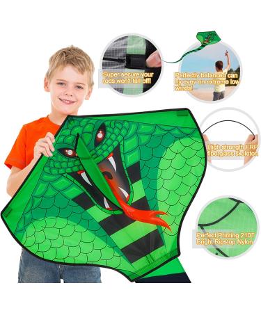 4 Pack Large Fire Dragon, Green Snake, Devil Fish, Red Mollusc Octopus Kites for Outdoor Fun - Perfect for Kids and Adults - Buy Online on GoSupps.com