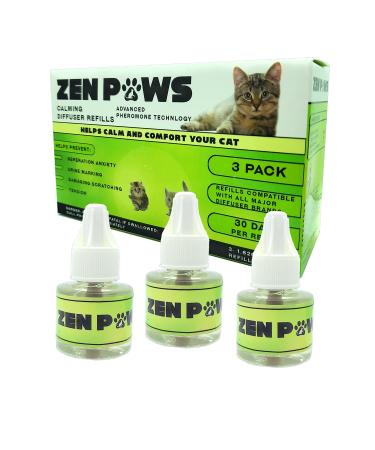 Zenpaws Upgraded No Scent - Diffuser Cat Relaxant Refill - Compatibility : Refills fit and are Compatible with All Major Brand diffusers. Feliway, Comfort Zone, ThunderEase, Relaxivet