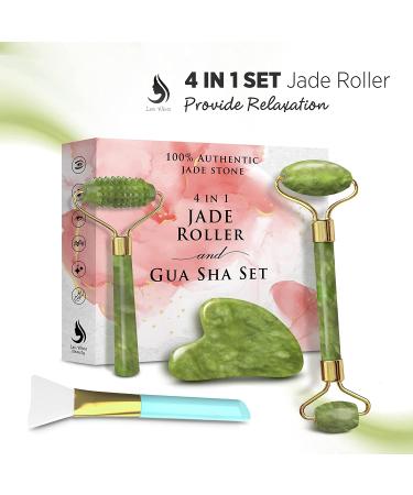 Jade Roller and Gua Sha Set for Face | Facial Tools for Massage and Skincare | Jade Roller & GuaSha Facial Beauty Kit - Buy Online on GoSupps.com