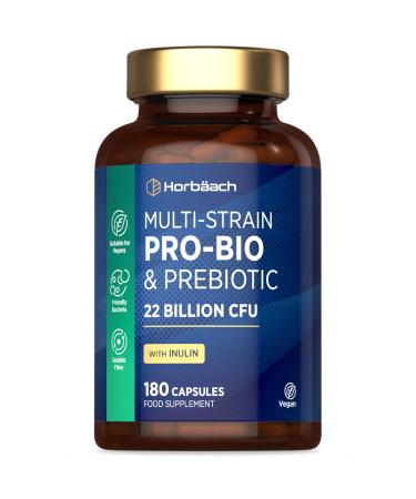 Horbaach MultiStrain ProBio and Prebiotic 22B 180 Capsules Probiotics and Prebiotic Supplement 3 Months Delivery Horbach