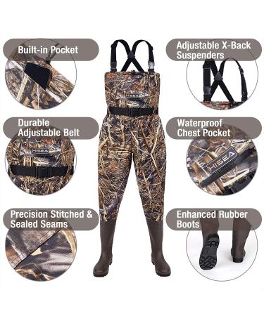 HISEA Men's Waterproof Chest Waders with Boots - Camo, Lightweight, Cleated, M10/W12 - Buy Online on GoSupps.com