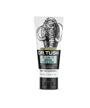 DR. TUSK 2-in-1 Mens Face Scrub & Facial Mask | Exfoliating Charcoal Cleanser | Kaolin & Bentonite Clay | Hempseed Oil & Caffeine | Natural Skincare for Men 5.9 Fl Oz