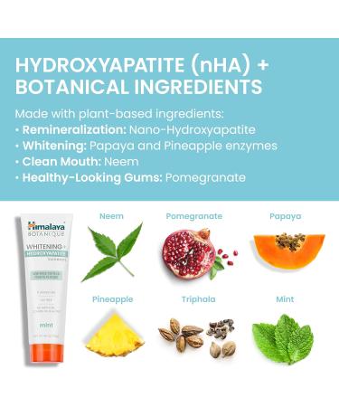 Himalaya Botanique Whitening + Hydroxyapatite Toothpaste Mint Flavor - Nano Hydroxyapatite to Support Remineralization and Restore Enamel Appropriate for Sensitive Teeth - Vegan Gluten Free 4 oz Mint 4 Ounce (Pack of 1) - Buy Online on GoSupps.com