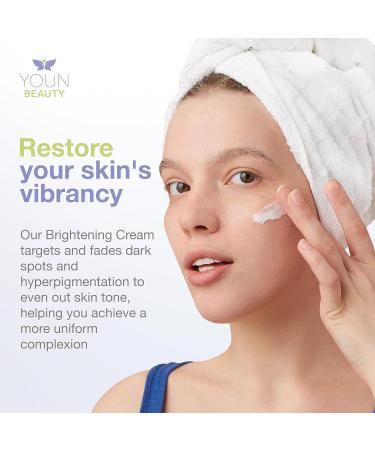 YOUN Beauty Brightening Cream | Kojic Acid Glycolic Acid & Licorice Extract | Hydroquinone-Free Skin Lightening for Face Neck & D collet - 50ml - Buy Online on GoSupps.com