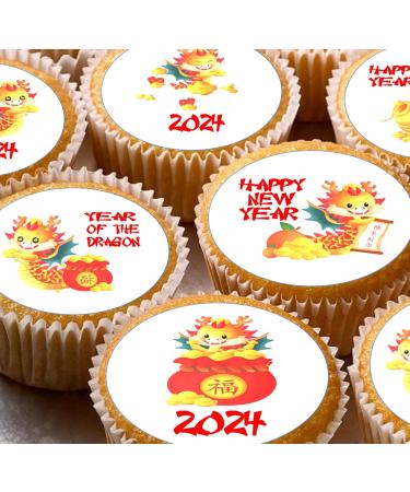 24 edible PRE CUT Chinese New Year cartoon kids childrens party decoration cupcake toppers on wafer rice paper - Buy Online on GoSupps.com