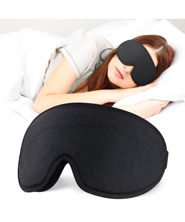 Eye Mask for Sleeping 3D Contoured Cup Sleep Mask for Men Women Soft Breathable Blackout Blindfold Travel Eye Cover Night Sleeping Mask with Adjustable Buckle for Side Sleeper (Black 1 Pack)