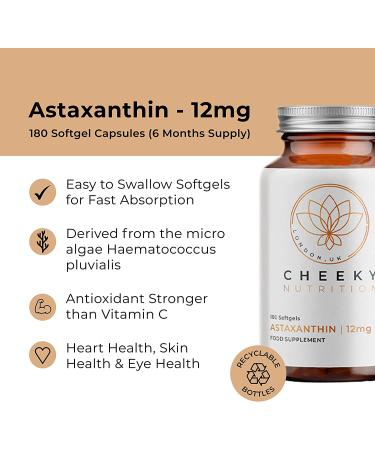 Cheeky Nutrition Astaxanthin 12mg 180 Softgels - Powerful Antioxidant for Immune, Skin, Cardio, Brain & Eye Health - Buy Online on GoSupps.com