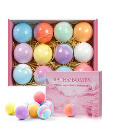 GUAN JING Bath Bombs for Women 12 PCS Natural Handmade Bath Bomb Gift Set  Relaxing Spa Shower Bombs with Shea Butter & Essential Oils  Self Care  Ideal for Her  Wife  Girlfriend  Mother's Day Gift