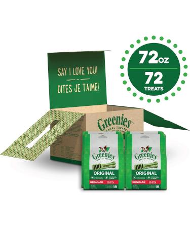 GREENIES Dog Treats Original Regular Natural Dental Care (72 Treats) 72oz. Pack & Dog Treats Original Large Natural Dental Care (34 Treats) 54oz. Pack 72 Count (Pack of 1) Treats + Dog Treats 54oz. - Buy Online on GoSupps.com