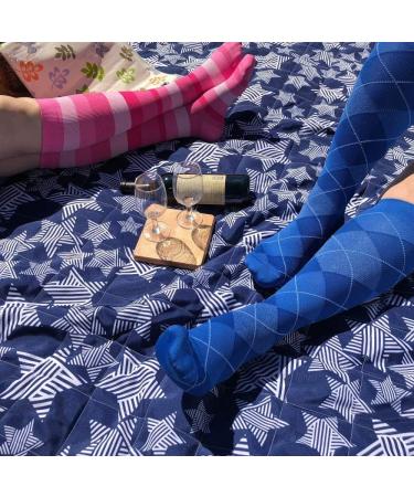 Sigvaris Women's Microfiber Patterns 143 Calf High Compression Socks 15-20mmHg - Pink Stripe - Medium Size (B) | Comfortable & Stylish Compression Wear - Buy Online on GoSupps.com