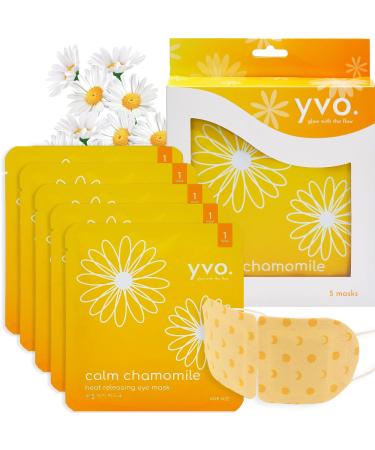Yvo Calm Chamomile Heat Releasing Eye Mask - Self Warming and Heating Steam Mask - Dry Eyes Stress Relief - 5 Masks Chamomile (5 masks)