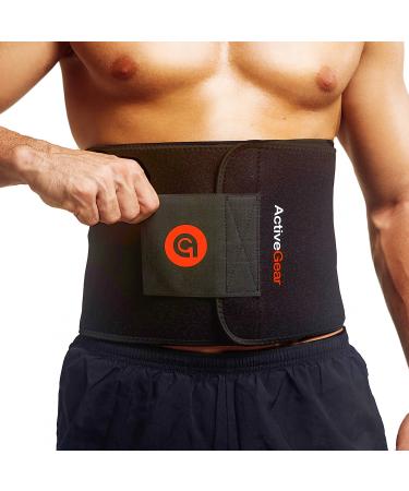 ActiveGear Waist Trimmer Belt Slim Body Sweat Wrap for Stomach and Back Lumbar Support Red Medium