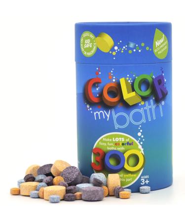 Color My Bath - 300 Count - New Eco-Friendly Container - The Original Fizzy Color Changing Tablets - Fun Educational Bathtime Activity for Kids, Safe, Non Toxic, Non Staining, Soap and Fragrance-Free