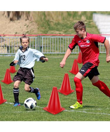 Kids Sports Training Cones Set - 24 Pack 7 Inch Agility Field Markers for Soccer, Football, Basketball Drills - Indoor/Outdoor Plastic Cone Set - Buy Online on GoSupps.com