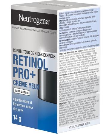 Neutrogena Rapid Wrinkle Repair Retinol Pro+ Eye Cream Targets wrinkles and dark circles around eyes Fragrance Free 14g Unscented 1.4 ml (Pack of 1) - Buy Online on GoSupps.com