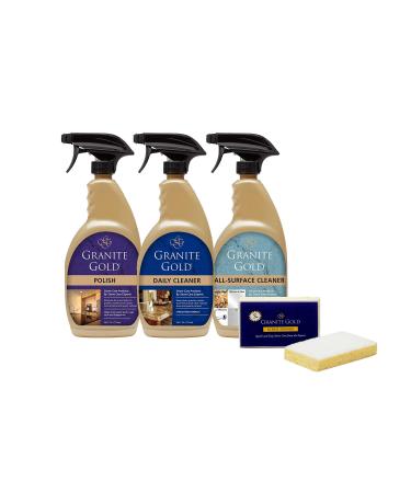 Granite Gold Home Care Collection Streak-Free Cleaning for Granite, Marble, Travertine, Quartz, Natural Stone Countertops, and Floors, 24 Fluid Ounces, 4-Pack, 4 Count Daily Cleaner - Buy Online on GoSupps.com