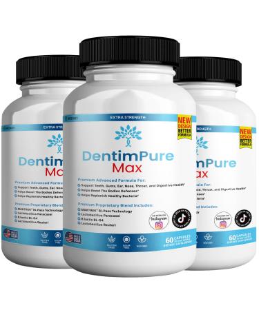GREENVIFY DentimPure Max Extra Strength Probiotic Supplement with 40 Billion CFU Supports Teeth Gums Ear Nose Throat & Digestive Health 60 Capsules (4)